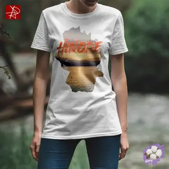 Eco-Friendly GOTS Organic Cotton T-Shirt with "Hinode" Sunrise Ocean
