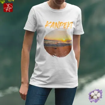 Eco-Friendly GOTS Organic Cotton T-Shirt "Kanpeki" Perfect Sunset Beach