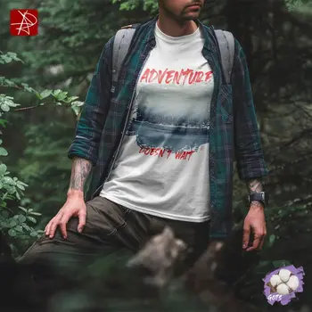 Eco-Friendly GOTS Organic Cotton T-Shirt with Adventure Does Not Wait Winter Forest