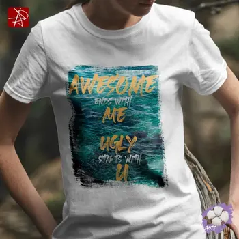 Eco-Friendly GOTS Organic Cotton T-Shirt Bold "Awesome Ends with Me" Design