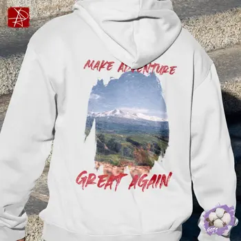 Make Adventure Great Again Organic Cotton Hoodie – Unisex Mountain Design | GOTS Certified Eco-Friendly
