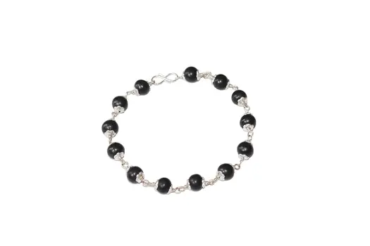 Karungali/Ebony Beads Bracelet with silver caps