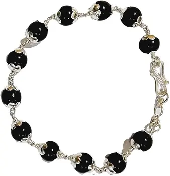 Karungali/Ebony Beads Bracelet with silver caps