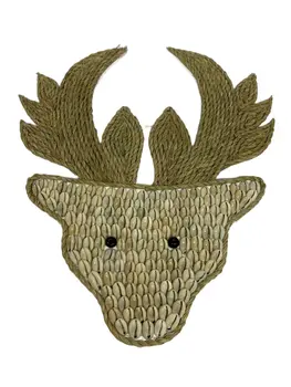 30 cm x 25cm Coconut Deer Head Hanging Wall Home Decoration