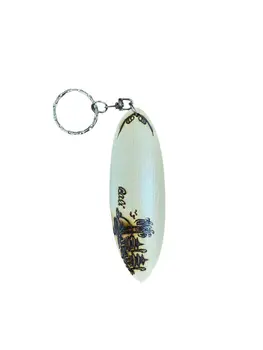 Bali Temples Wooden Surfboard Keychain