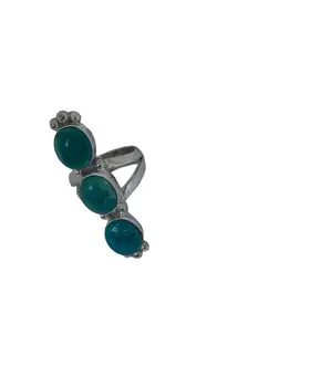Three Beads Turquoise Ring 925 Sterling Sliver