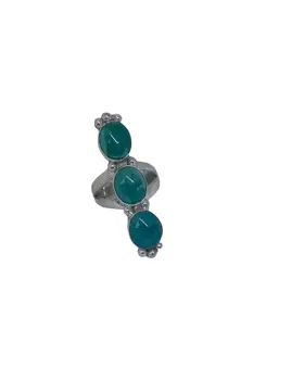 Three Beads Turquoise Ring 925 Sterling Sliver