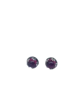 Single Ametis Stone Earring 925 Sterling Sliver