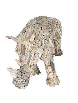 Rhino Drift Wood Home Decoration