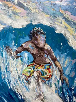 Island Dreams: A Dynamic And Energetic Surfing Painting Inspired By Bali
