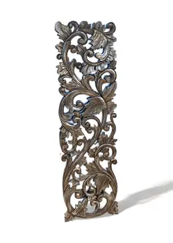 Wooden Carving Wall Decoration Brown Metallic Wash Finishing