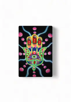 Hamsa Bali Hand-Painted UV-Reactive Neon Tapestry