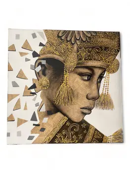 Recycle Paper Painting Balinese Lady Gold