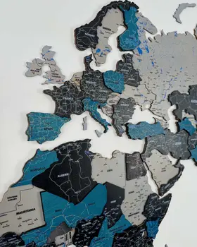 Premium 3d world map made of wood | MIDNIGHT Birdywing®