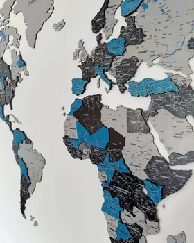 Premium 3d world map made of wood | MIDNIGHT Birdywing®