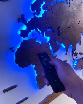 LED Illuminated Wooden World Map - PREMIUM