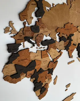 3D world map for wood wall | ESPRESSO