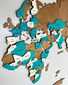 Wooden World Map 3D effect | LAZUR