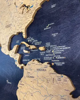 Premium Wood World Map Triptych