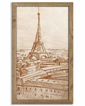 Wooden picture of  Eiffel Tower, in an oak frame