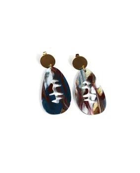 Pendientes mármol marrón, azul, blanco y dorado: Añade un Toque de Magia y Color a tu Estilo con Estos Accesorios Inspirados en el Amanecer