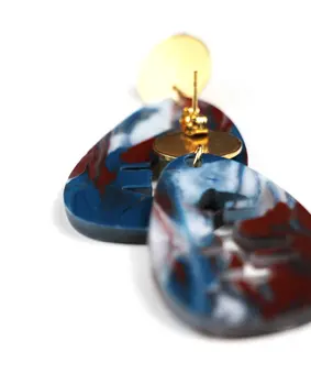 Pendientes mármol marrón, azul, blanco y dorado: Añade un Toque de Magia y Color a tu Estilo con Estos Accesorios Inspirados en el Amanecer