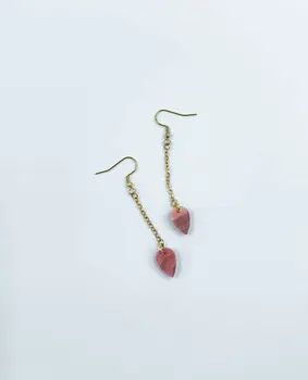 Pendientes de Gota Rosa con Cadena Dorada Elegante
