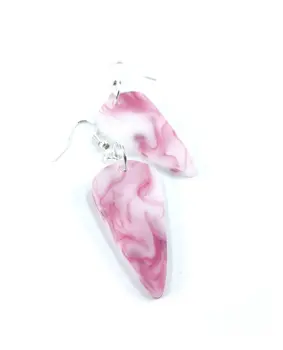 Pendientes cónicos rosa y blanco