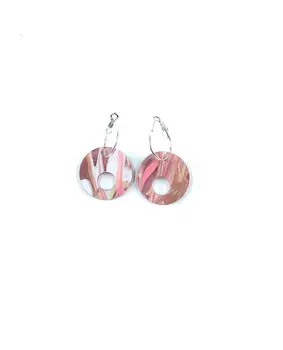 Pendientes circulares blanco y rosa