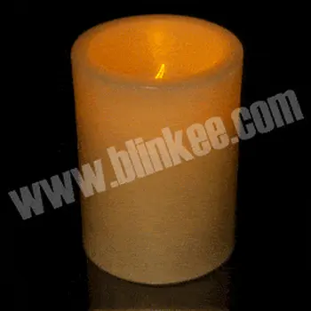 4 Inch Wax Flameless Flickering LED Pilar Candle