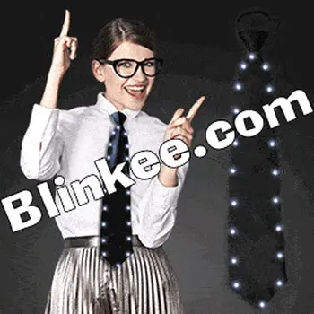 Black Wide Necktie with White LEDs