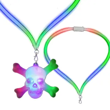 Flashing Skull and Crossbones Charm Necklace