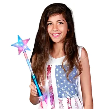 Crystal Star Wand with Red White and Blue LEDs
