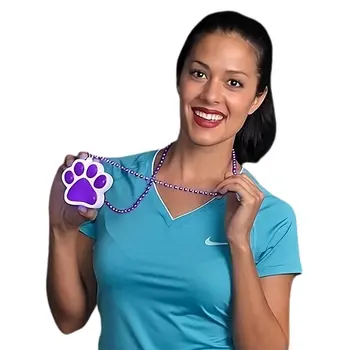 Light Up Purple Paw Print Charm Necklace