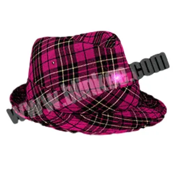 Light Up LED Flashing Plaid Fedora Hat