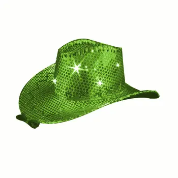 LED Sequin Cowboy Hat with Fancy Stitching Jade