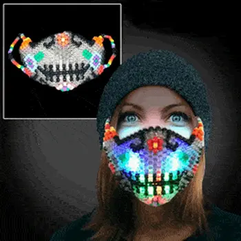 Handmade LED Skull Flower Bead Mask