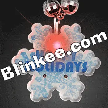 Happy Holidays Blinkies with Beaded Necklace Flashing Body Light Lapel Pins