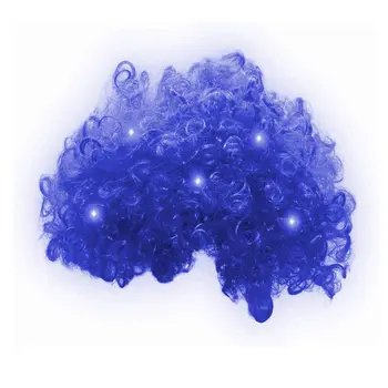 Blue Afro Wig with Flashing LEDs