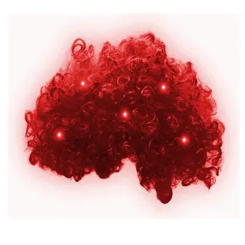 Red Afro Wig with Flashing LEDs