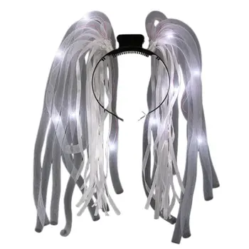 White LED Noodle Headband Flashing Dreads