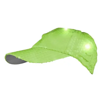 LED Sequined Baseball Hat Lime Green