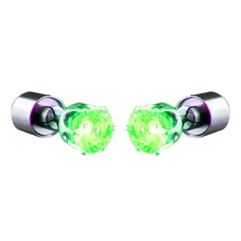 LED Faux Diamond Pierced Earrings Green