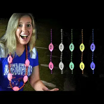 Light Up Football Beaded Necklace Red