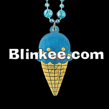 Light Up Ice Cream Cone Beaded Necklace Blue