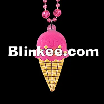 Light Up Ice Cream Cone Beaded Necklace Pink