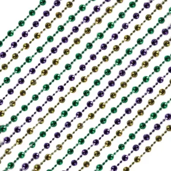 Round Disco Bead Necklaces Purple Gold and Jade Pack of 12