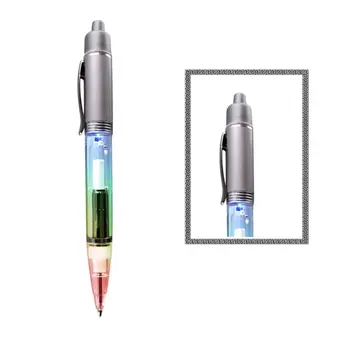 Silver Barrel Multi Colored LED Pen