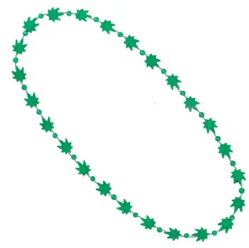 Pot Leaf Bead Necklaces Green Pack of 12