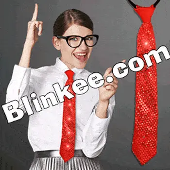 Red Sequin Necktie with Red LEDs